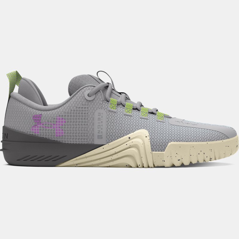 Women's  Under Armour  Reign 6 Training Shoes Halo Gray / High Vis Yellow / Provence Purple 8